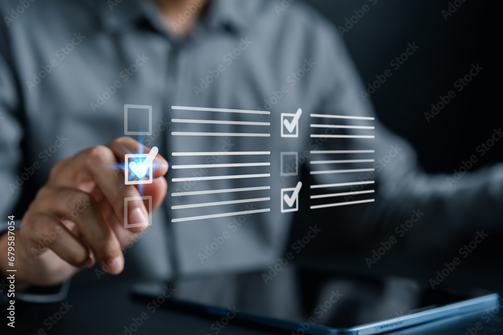 Leinwandbilder digital guarantee checkmark, business checking quality assurance standardization, certification. com