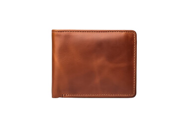 Brown Color Small Leather Wallet Isolated on Transparent Background PNG.