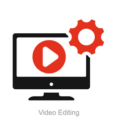 Video Editing and edit video icon concept