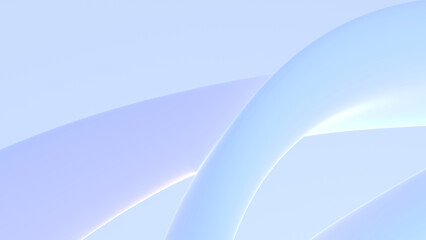 Abstract curved 3d shape with light blue white soft lavender glowy gradient texture. Geometric illustration. Pastel minimal background 8K 16:9 for web header banner poster wallpaper cover presentation