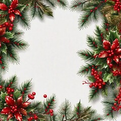 Fototapeta na wymiar christmas frame with fir branches
