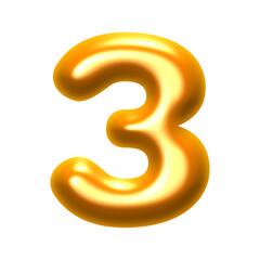 Golden 3D numbers PNG file