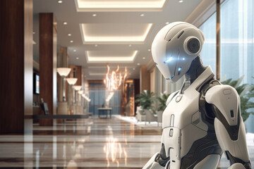 Obraz na płótnie Canvas Futuristic robot helper. Technology concept