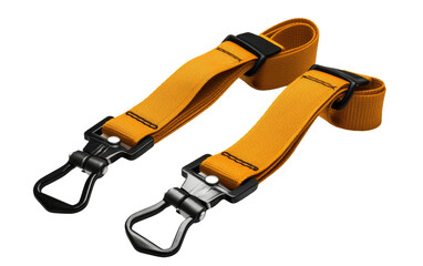 Pair of Yellow Tie Down Straps Isolated on Transparent Background PNG.