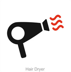 Hair Dryer and blow icon conceot 