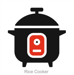 Rice Cooker and food icon concept 