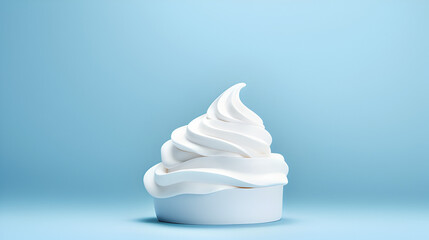 Whipped cream isolated on blue background. 
