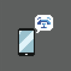  this is phone notification icon in pixel art with simple color and black background ,this item good for presentations,stickers, icons, t shirt design,game asset,logo and your project.