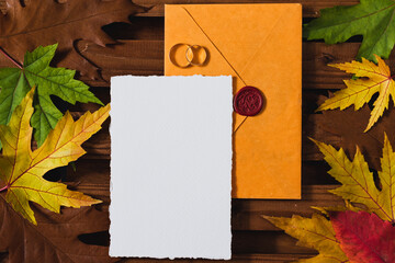 Wedding Flat lay. Wedding invitation set with card mockups for instagram. Wedding set with yellow...