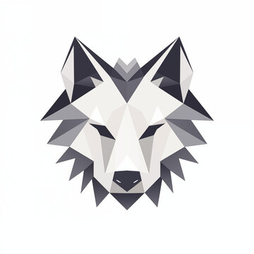Beautiful polygonal wolf head origami logo isolated on white background