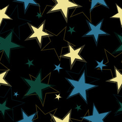 seamless background with bright neon stars