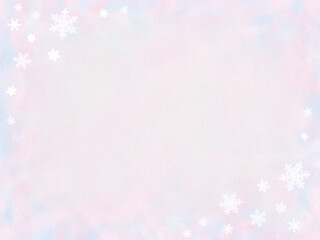 雪の結晶とパステルカラーの背景素材(ピンクと水色)