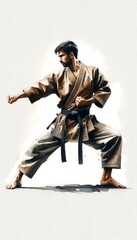 Generative AI image of a martial art fighter, karate