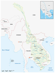 Detailed vector map of Mekong River