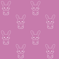 Fototapeta premium Little bunny seamless pattern. Cute rabbit sitting.