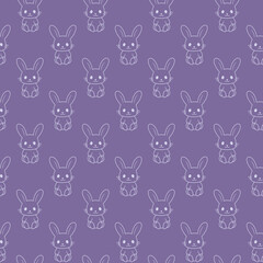 Little bunny seamless pattern. Cute rabbit sitting.