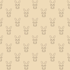 Little bunny seamless pattern. Cute rabbit sitting.