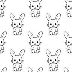 Little bunny seamless pattern. Cute rabbit sitting.