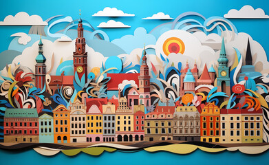 Naklejka premium Poland in Paper: A Vibrant Collage of Culture and Charm