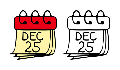 Calendar with December 25 text icon. New year concept. Holiday, new year, Christmas, celebrate, day. New 2024 year