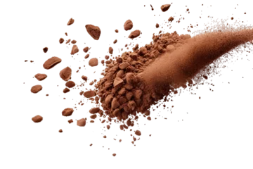 Deurstickers Flying Coffee Powder Scattered On Transparent Background © Amin