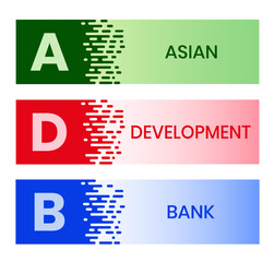 ADB - Asian Development Bank acronym. business concept background. vector illustration concept with keywords and icons. lettering illustration with icons for web banner, flyer, landing page