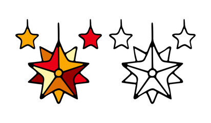 Fototapeta premium Christmas tree star ornament for festive holiday decor. Gold star decoration for a joyful and merry celebration