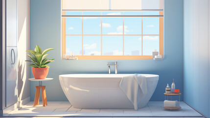 Fototapeta na wymiar Generative AI illustration of bathroom interior design