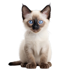 Siamese Kitten on Transparent Background Isolated on Transparent or White Background, PNG