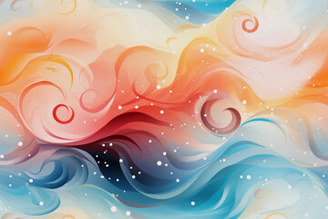 abstract background with pastel  pink blue and yellow waves and swirls