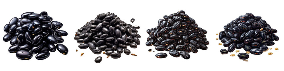 Pile of black beans  Hyperrealistic Highly Detailed Isolated On Transparent Background Png File - obrazy, fototapety, plakaty