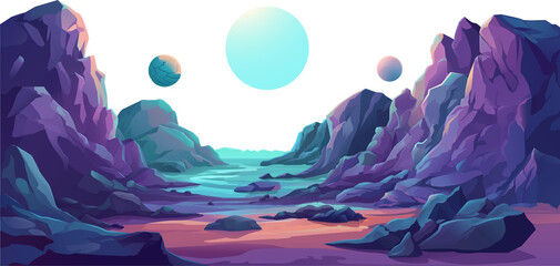 Alien Planet Outer Space Landscape Game Background © Christos Georghiou