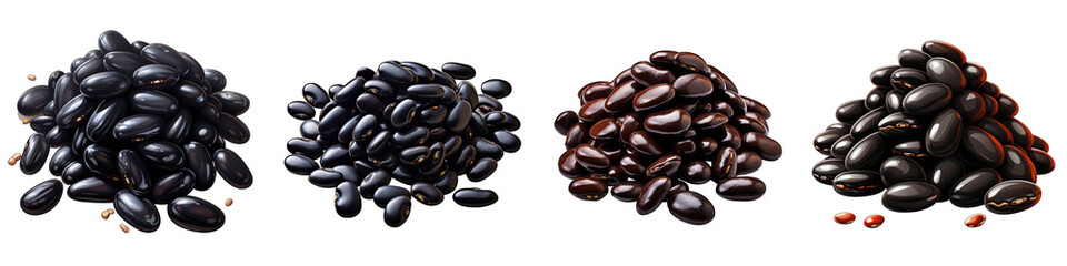Fototapeta na wymiar Pile of black beans Hyperrealistic Highly Detailed Isolated On Transparent Background Png File