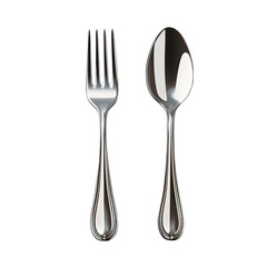 Spoon and Fork Isolated on Transparent or White Background, PNG