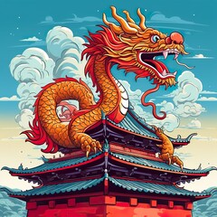 Fototapeta premium chinese new year dragon illustration 