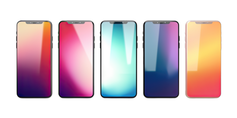 Different Glassmorphism Smartphone On Transparent Background