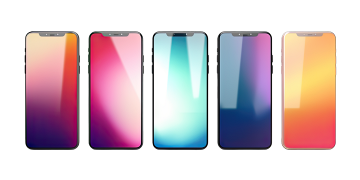 Different Glassmorphism Smartphone On Transparent Background