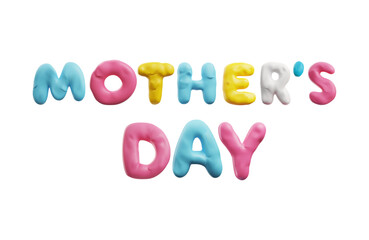 Colorful plasticine inscription Mother's Day 3D style, vector illustration