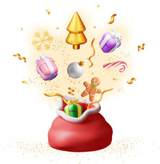 3D Open Santa Claus Sack full of Gifts © absent84
