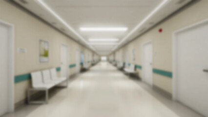 defocused white hospital hallway