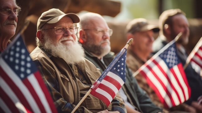 Old American War Veterans.  American Veterans Day, Memorial Day, and Independence Day