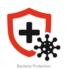 Bacteria Protection and protect icon concept 