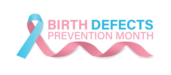 Birth Defects Awareness Month Vector Illustration. Banner, poster, card, background design with ribbon and show shadow design.