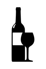 A bottle of wine and a glass