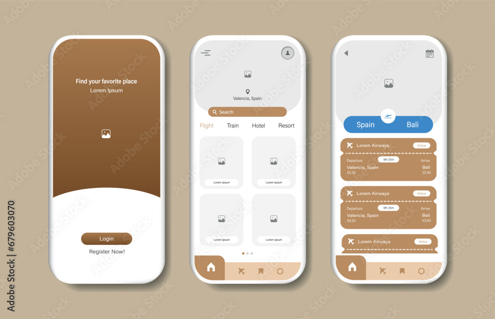 Poster tourist online transportation ticket booking design for mobile applications. travel transportation t