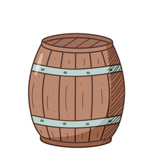 Wooden barrel cartoon doodle illustration. Vector icon of a closed barrel retro style, isolated on white.