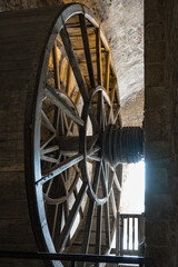 Wheel used for elevator system in Mont Saint Michel. People walked inside the wheel.