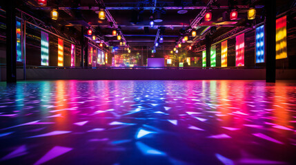 Dance floor with bright colored lights