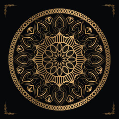 Luxury mandala design gold color Vetor