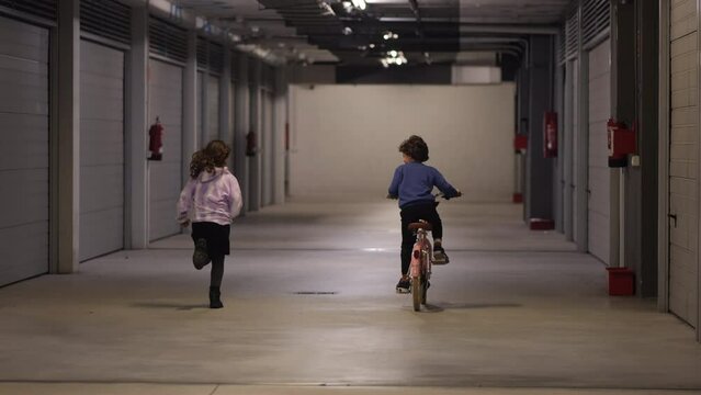 kids have fun in the private garage at home